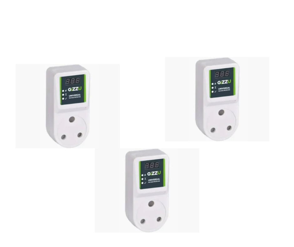 Gizzu 16A Universal Voltage Protector Plug x3