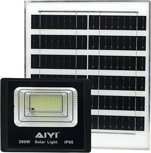 AIYI 200W Solar Flood Light with Remote, 550 Lumens, LiFePO4 Battery, IP66 Waterproof AY399-030